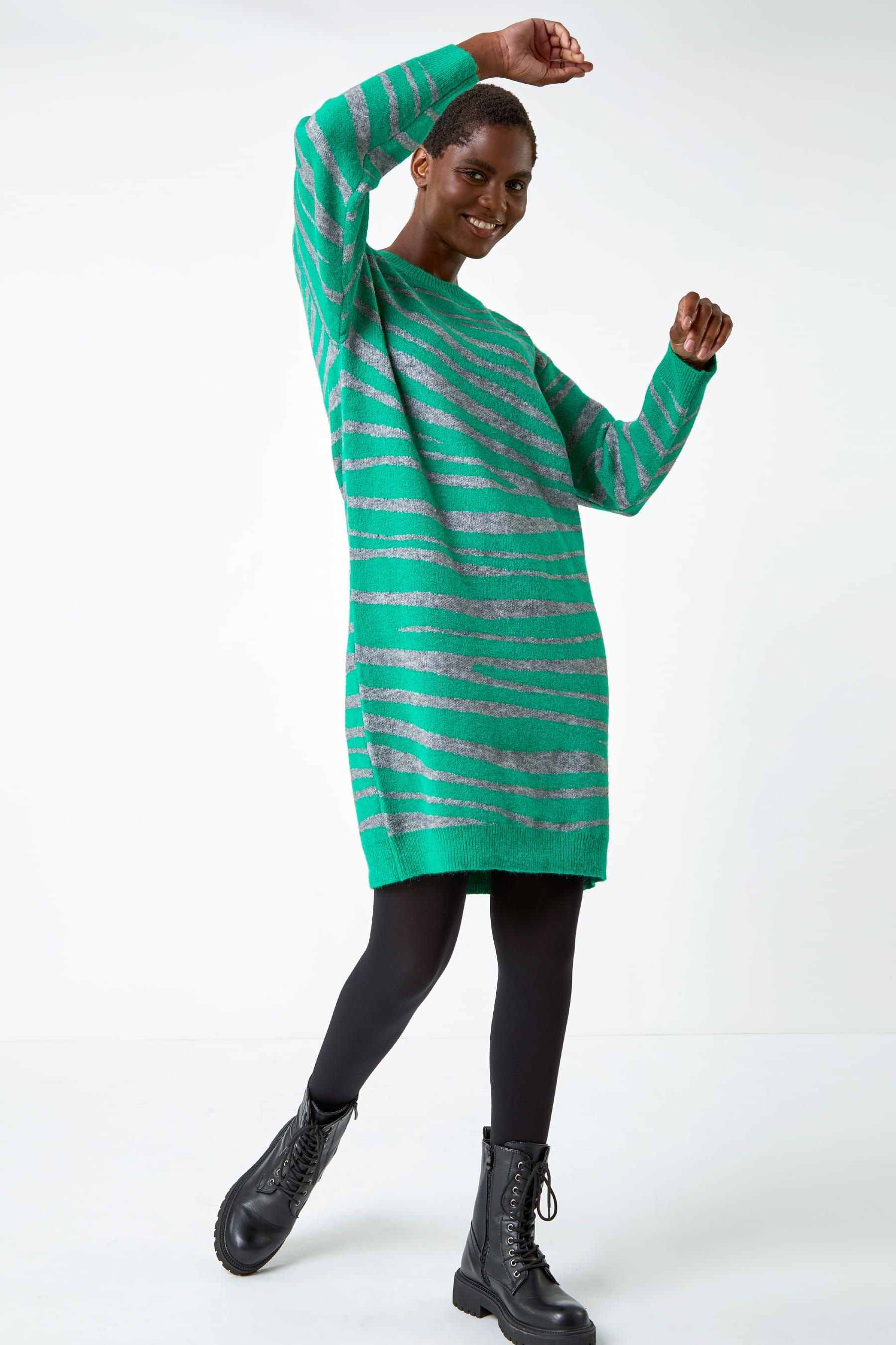 Green animal shop print jumper