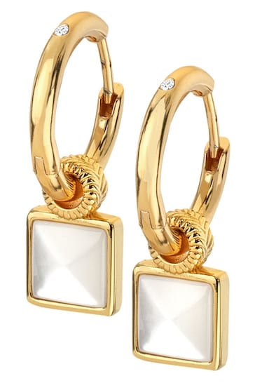 Hot Diamonds Gold Tone X JJ Calm Mother of Pearl Square Earrings