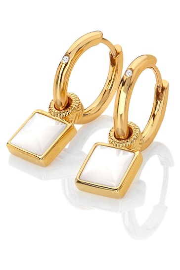Hot Diamonds Gold Tone X JJ Calm Mother of Pearl Square Earrings