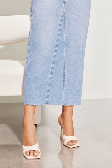 Lipsy Mid Wash Blue Petite Denim High Waist Maxi Skirt