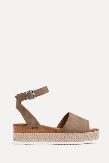 Linzi Taupe Brown Resort Two-Part Espadrille Sandals