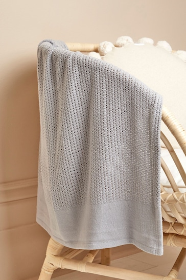 JoJo Maman Bébé Grey Woven Cellular Blanket