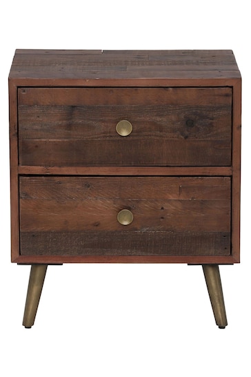 Barker and Stonehouse Brown Modi Reclaimed Wood 2 Drawer Bedside