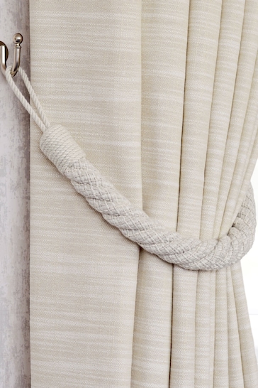 Laura Ashley Slate White Set of Two Felton Rope Tie Backs