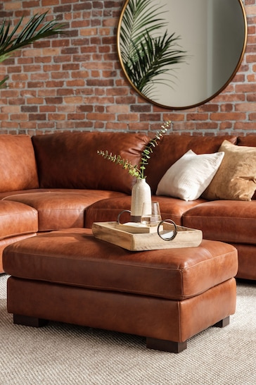 Barker and Stonehouse Brown Lorenza Leather Footstool