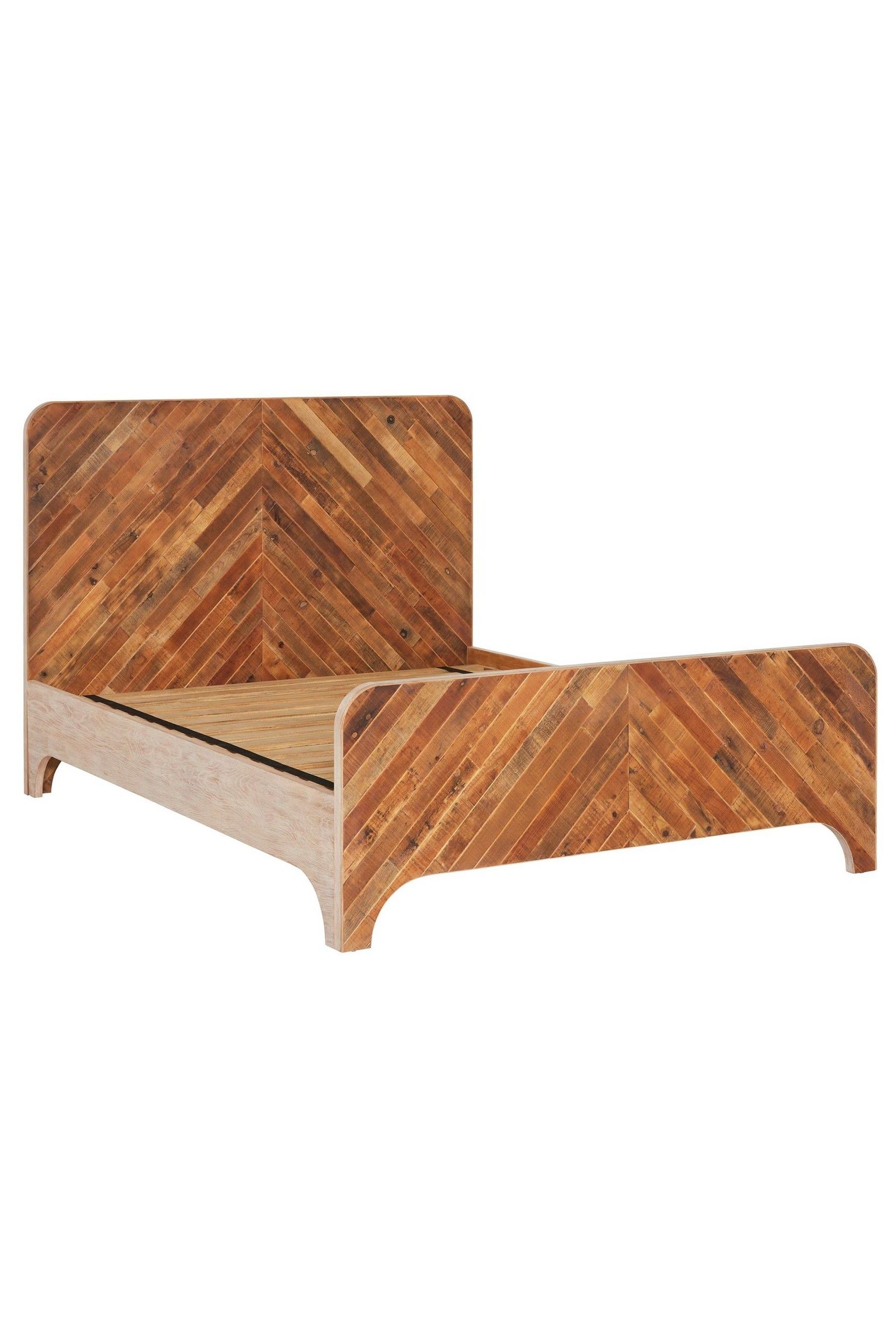Barker and Stonehouse Brown Della Rustic Wood Herringbone King Bed