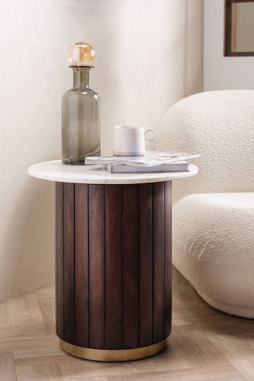 Barker and Stonehouse Dark Brown Calliope Marble 50cm End Table