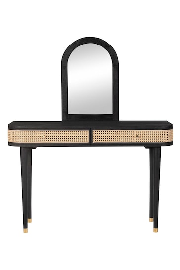 Barker and Stonehouse Sandblasted Black Nyx Dressing Table With 2 Drawers And Mirror