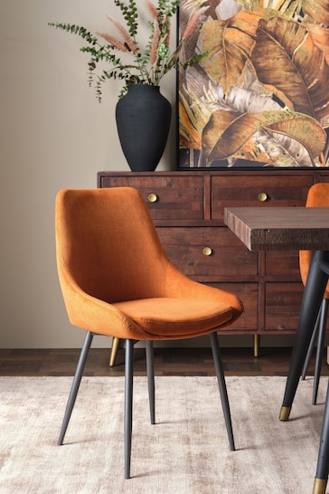 Barker and Stonehouse Orange Emmett Cord Fabric Dining Chair