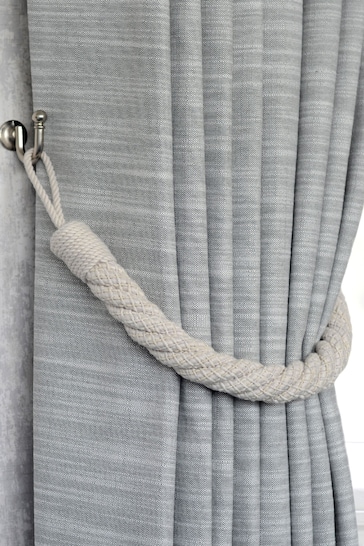 Laura Ashley Dove Grey Set of Two Felton Rope Tie Backs