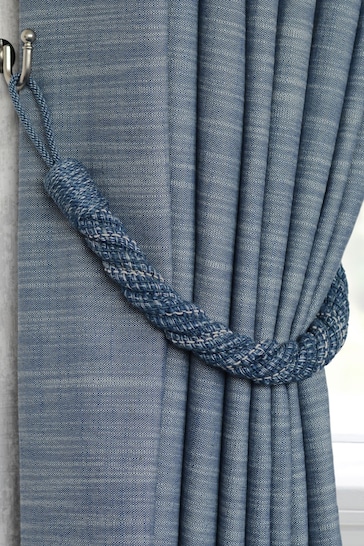 Laura Ashley Seaspray Blue Set of Two Felton Rope Tie Backs