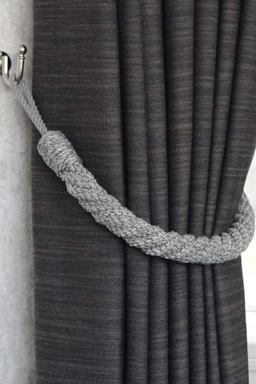 Laura Ashley Steel Grey Set of Two Felton Rope Tie Backs