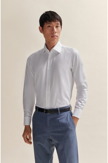 BOSS White Regular-Fit Shirt in Easy-Iron Oxford Stretch Cotton