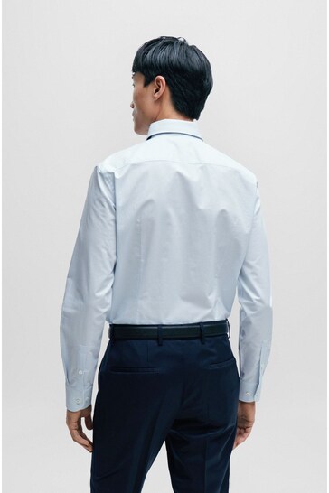 BOSS Light Blue Slim Fit Stretch Oxford Shirt