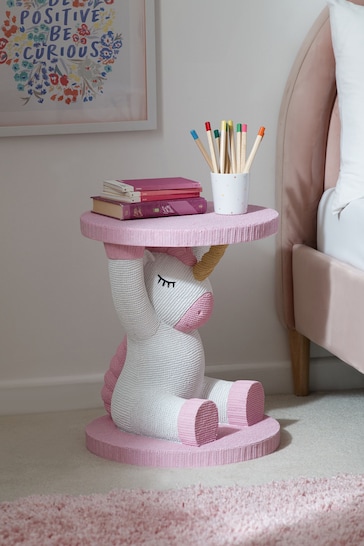 Pink Unicorn Kids Bedside Table