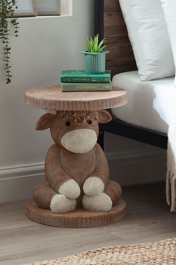 Brown Hamish The Highland Cow Kids Bedside Table