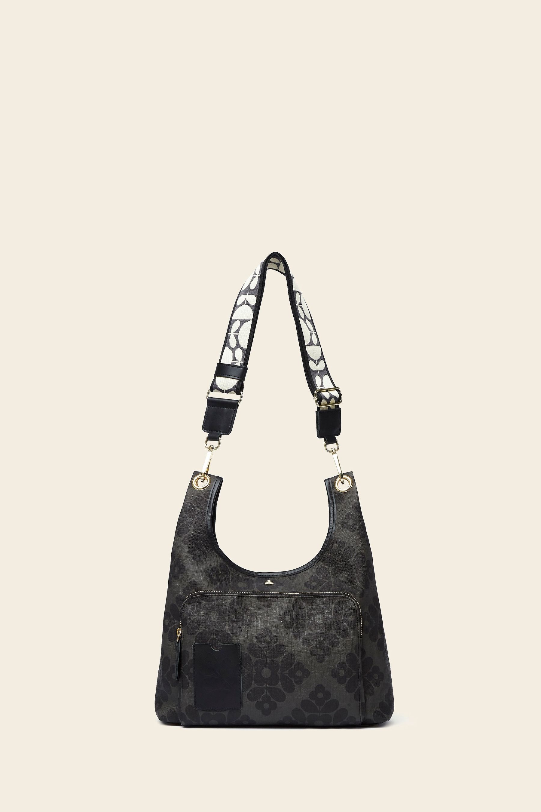 Orla kiely black leather deals bag