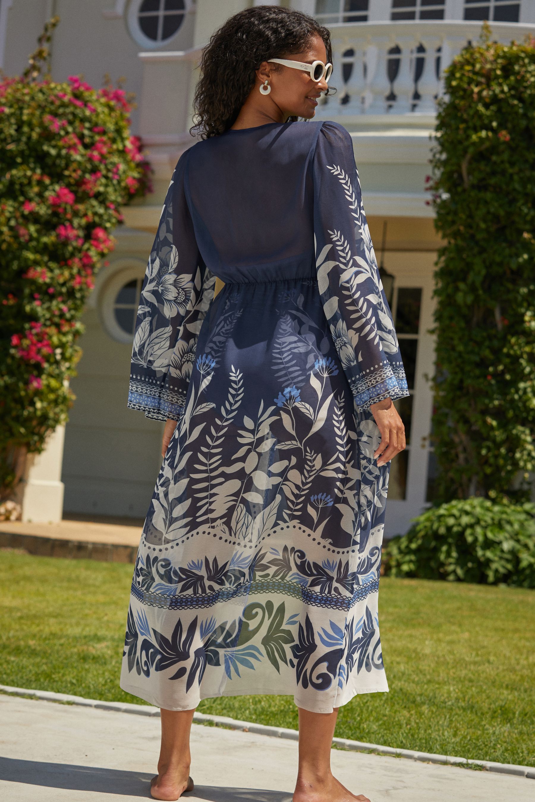 Blue kaftan dress cheap