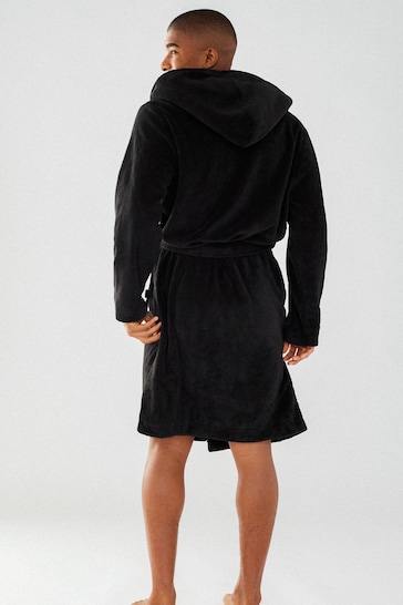 Chelsea Peers Black Mens Fluffy Hooded Dressing Gown