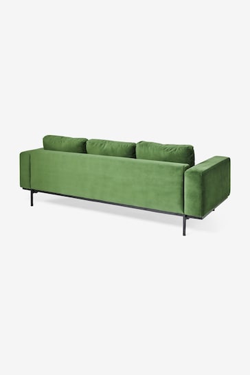 MADE.COM Matt Velvet Grass Green Jarrod 3 Seater Sofa