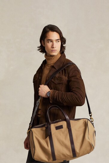 Polo Ralph Lauren Leather-Trim Canvas Duffel Bag