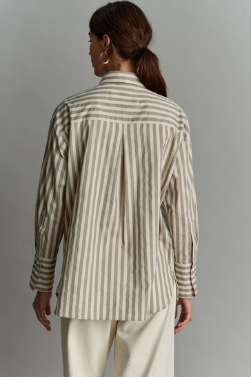 Green/White Stripe Long Sleeve Iridescent Sequin Shirt