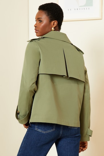 Love & Roses Khaki Green Cropped Trench Jacket