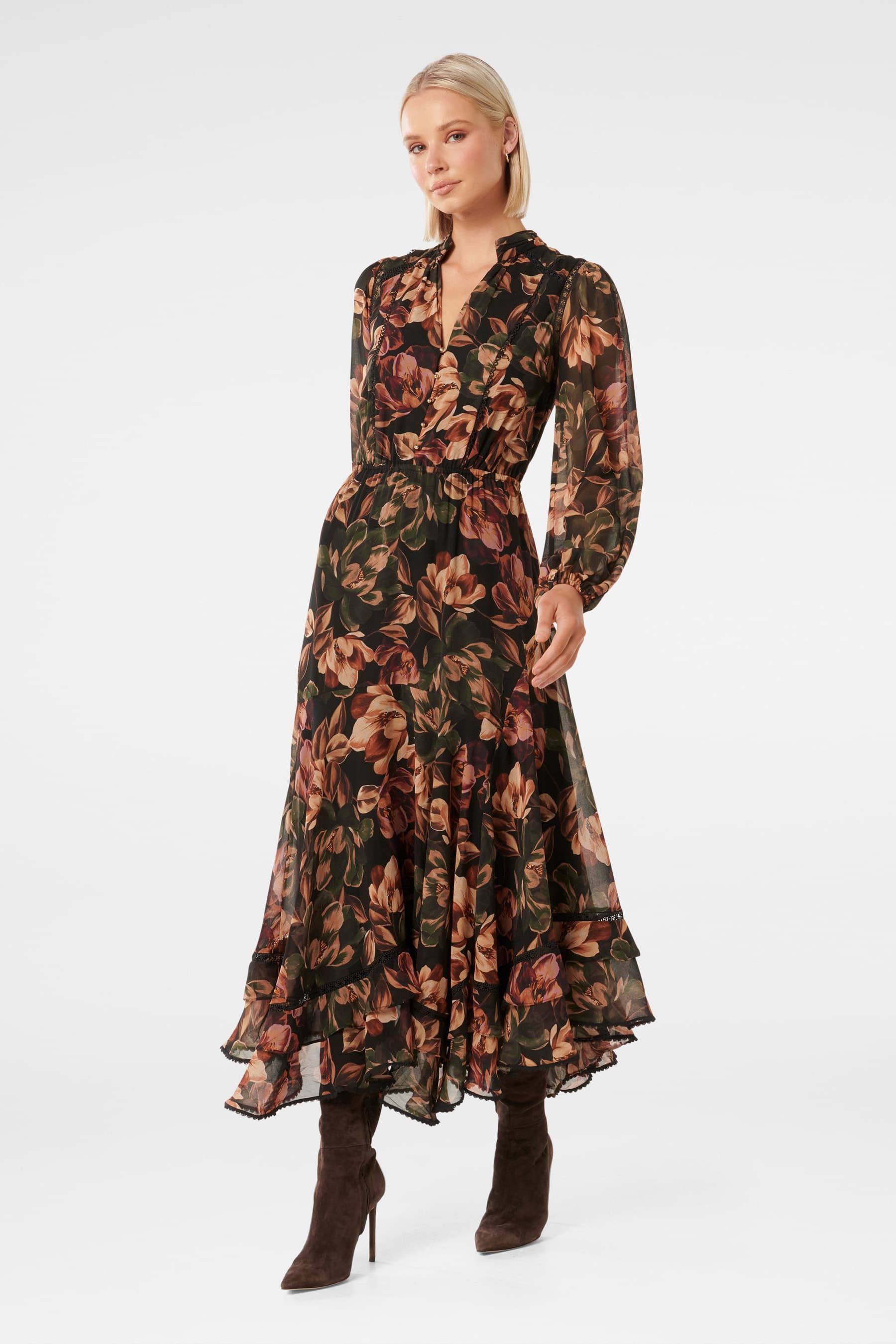 Ruffle midi top dress with sleeves