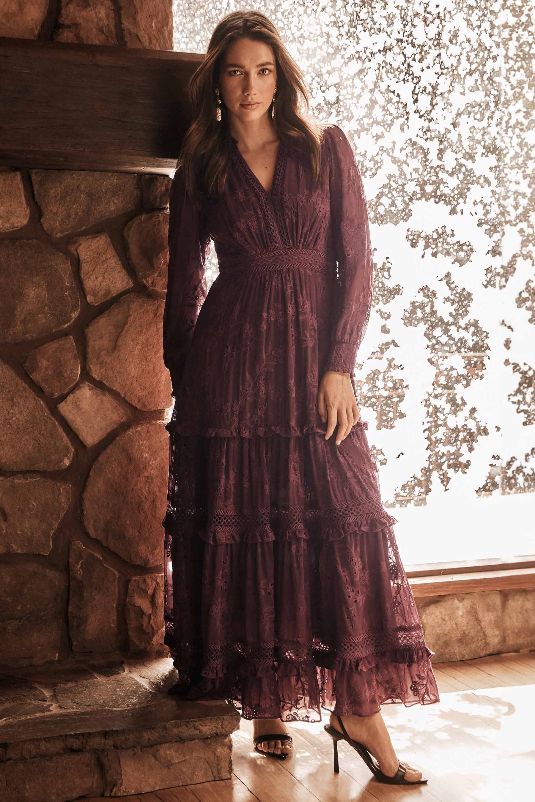 Forever and always online burgundy lace maxi dress