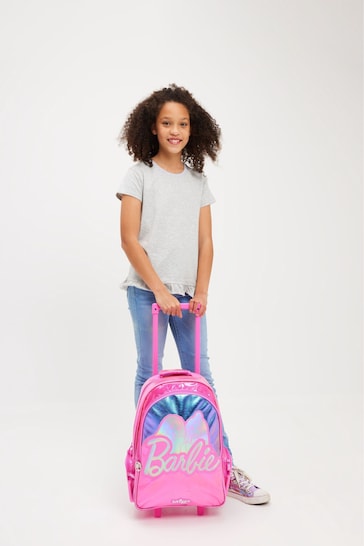 Smiggle Pink Barbie Light Up Trolley Backpack
