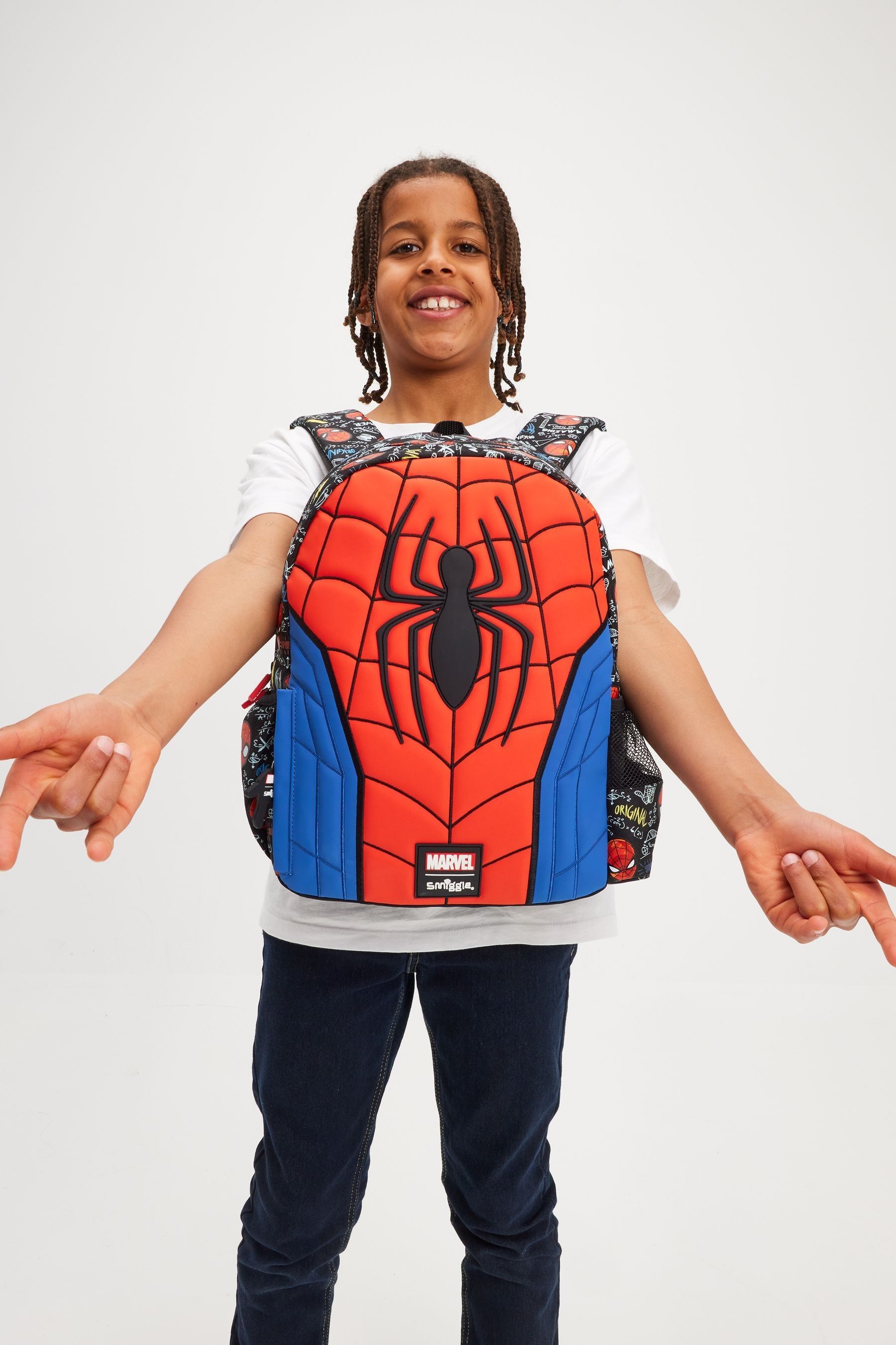 Buy Smiggle Black Spider Man Junior Character Hoodie Backpack from