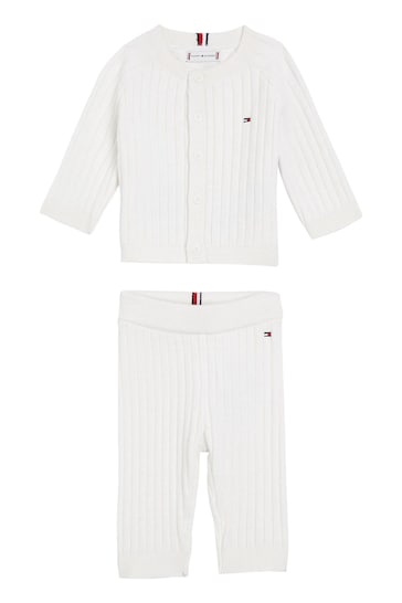 Tommy Hilfiger Baby Rib White Sweat Top And Joggers Set