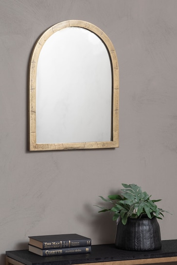 Libra Interiors Brass Small Arched Window Mirror