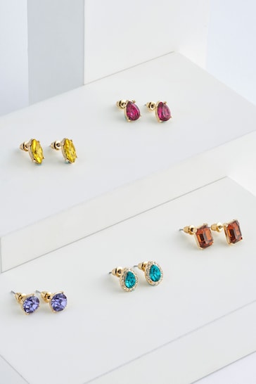 Multi Coloured Sparkle Stud Earrings 5 Pack
