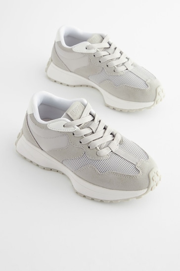Grey Lace-Up Chunky Trainers