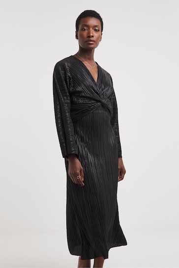 Buy JD Williams Wetlook Twist Front Black Dress from the Next UK online ...