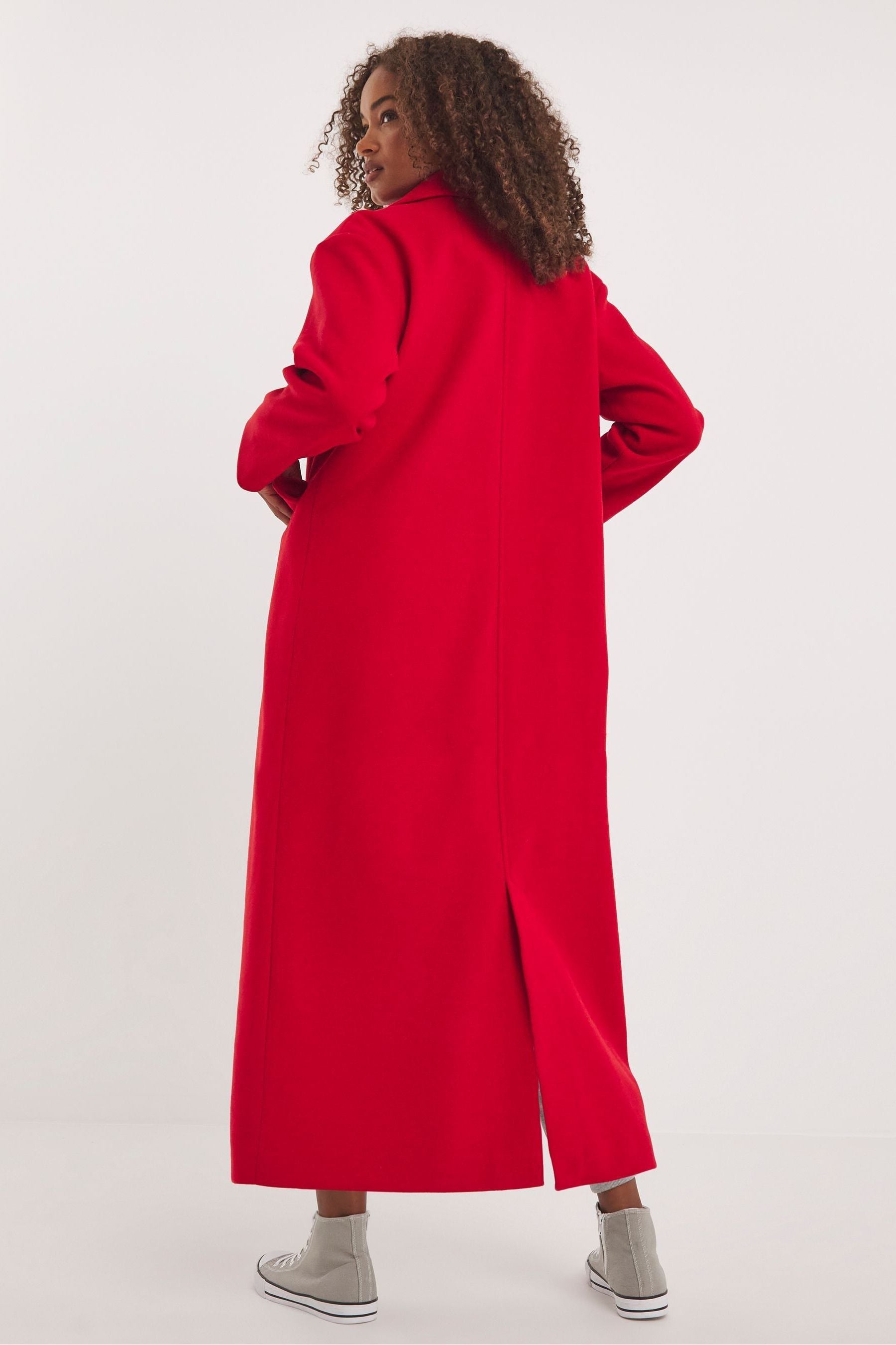 Red wool new arrivals maxi coat