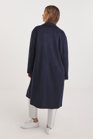 Simply Be Blue Faux Wool Relaxed Blazer Coat