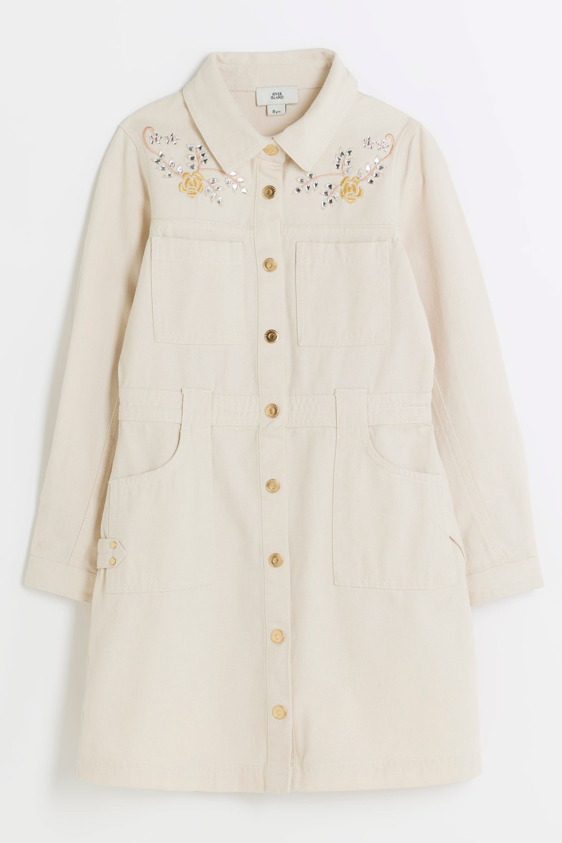 Buy River Island Cream Girls 100 Cotton Utility Shirt Dress from the Next UK online shop
