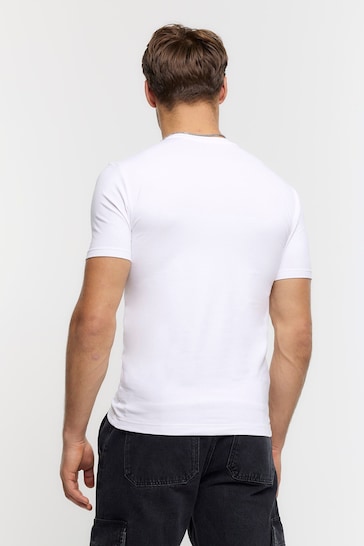 River Island Off white Muscle Fit T-Shirt