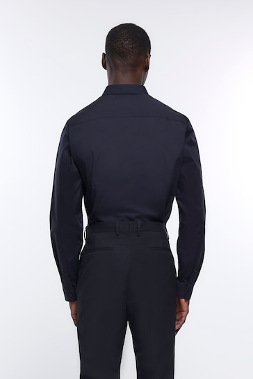River Island Black Slim Fit Long Sleeve Shirt