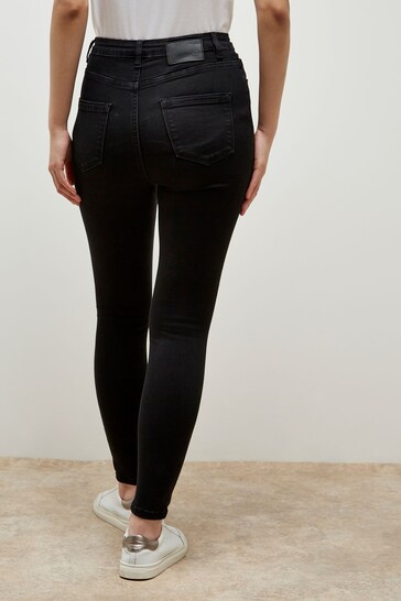 Apricot Black Anna Button Detail Skinny Jeans