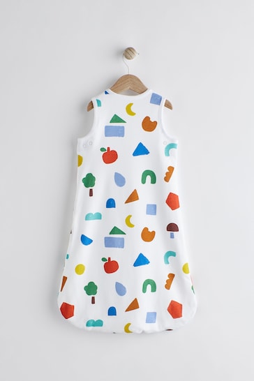 White Quilted Abstract Shapes Baby 100% Cotton 1 Tog Sleep Bag