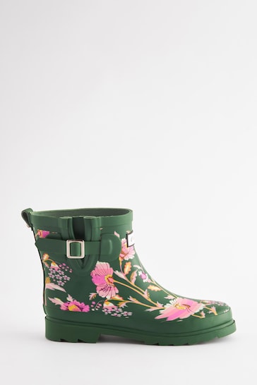 Cath Kidston Green Floral Short Rubber Wellies