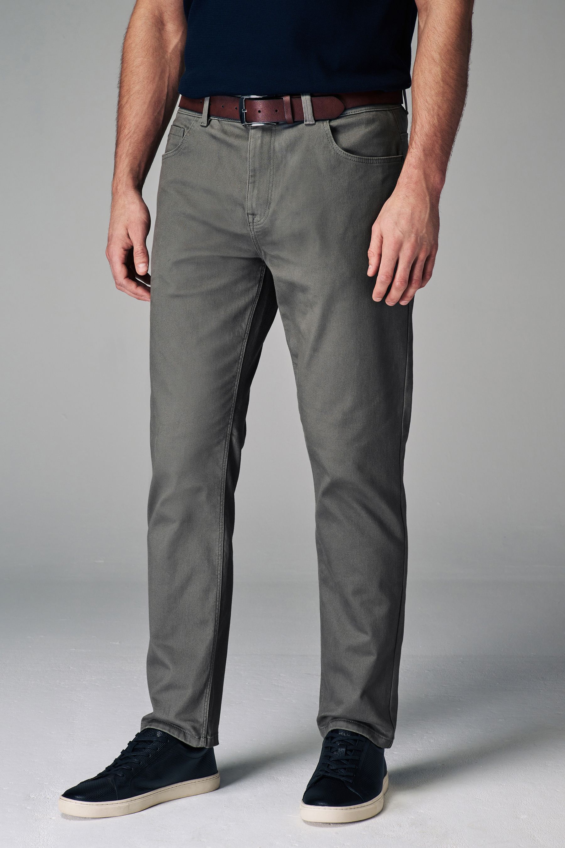 Buy Grey Belted Soft Touch 5 Pocket Jean Style Trousers From The Next