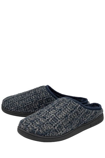 Dunlop Blue Mens Knitted Mules Slippers