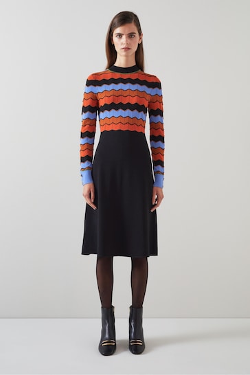 LK Bennett Elina Multi-Colour Wavy Knit Dress