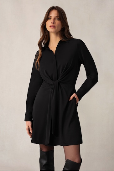 Ro&Zo Jersey Crepe Short Shirt Black Dress