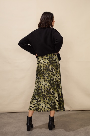 Ro&Zo Natural Soft Leopard Bias Cut Skirt