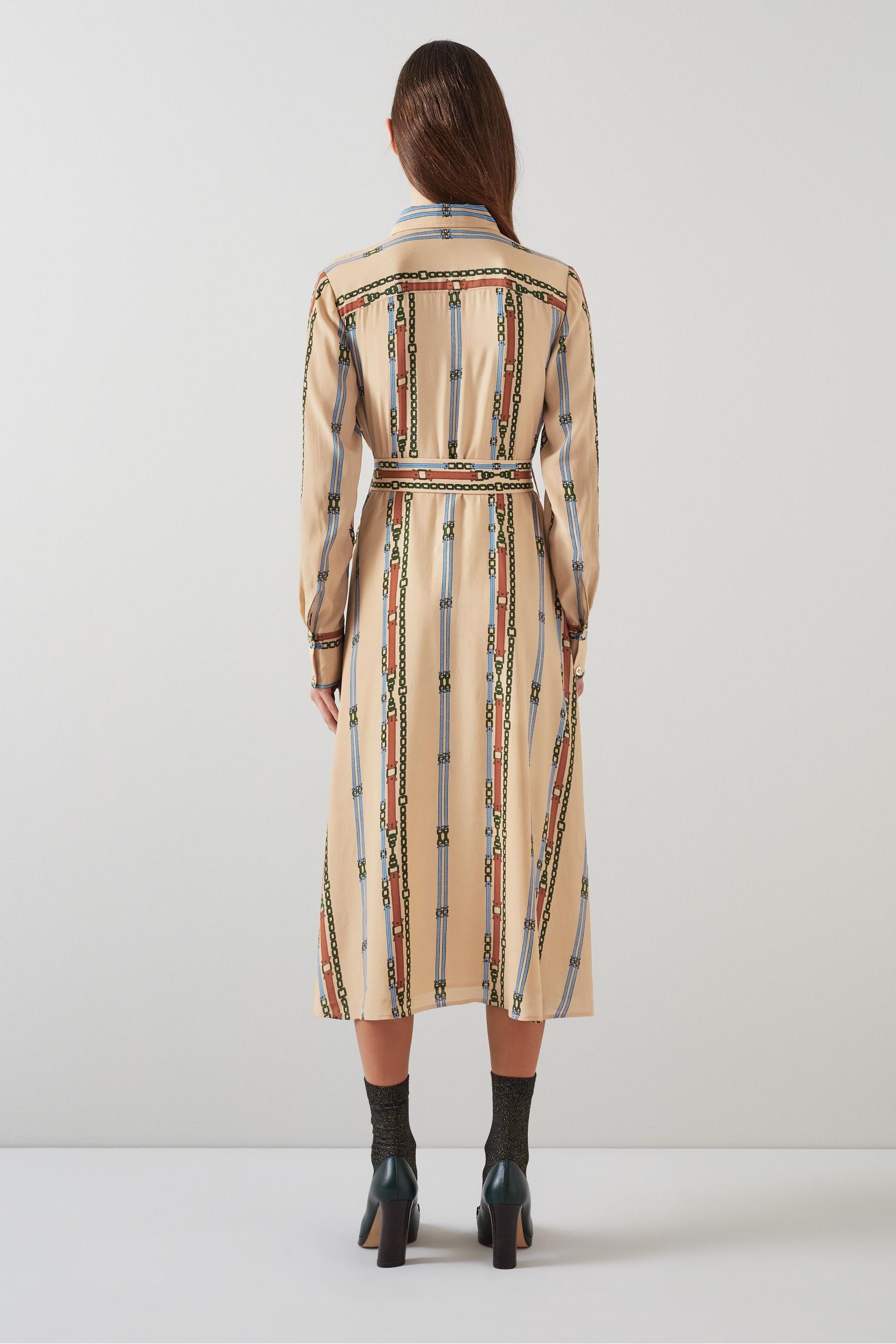 Buy LK Bennett Kate Camel Belt Print Viscose Silk Blend Natural